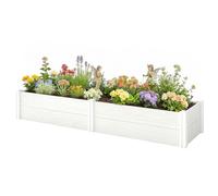 Outsunny Bac surélevé en plastique, emboîtable, bac de plantation avec montage sans outils 197 x 54 x 33 cm Blanc