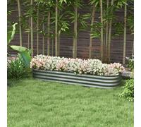 Outsunny Bac surélevé jardin potager,bac à plantes modulaire, bords protégés, design sans fond, 195 x 62 x 30 cm, Argent