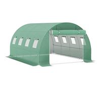 Bâche De Rechange Serre Tunnel 12 M² - 4 X 3 X 2 M - 8 Fenêtres, Porte - Pe Haute Densité Vert