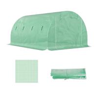 Outsunny Bâche de Rechange Serre Tunnel 18 m² PE Anti-UV 6x3x2m Blanc | Anti-UV, Imperméable, 8 Fenêtres, Porte Enroulable Zippée