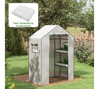 Outsunny Bâche pour serre Serre bâche Bâche pour serre agricole 140 x 73 x 190 cm avec fenêtre, porte anti-UV pour le jardin - Blanc | Aosom France