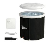 Outsunny Baignoire à Glace Pliable Gonflable 280 L avec Couvercle et Pompe pour Entraînement à l'Eau Froide, 78x78x71 cm, Noir
