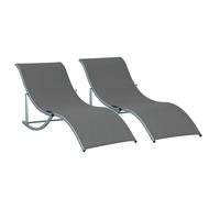Outsunny Lot de 2 Bains de Soleil Pliables, Chaise Longue Jardin extérieur en Aluminium et textilène, transat Jardin extérieur pour Patio terrasse Plage, Charge 120 Kg, Anthracite
