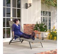 Outsunny Bain de soleil chaise longue en résine tressée inclinable et réglable sur 4 niveaux en forme de S, 156x62x96cm marron