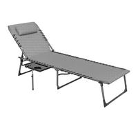 Outsunny Bain de Soleil Chaise Longue Pliante avec Plateau, appuie-tête, Poche latérale, transat inclinable en Oxford 600D, transat Jardin extérieur pour Camping Piscine terrasse, 60x190x31cm Gris