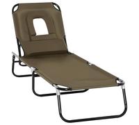 Outsunny Bain de Soleil Chaise Longue Pliante Transat 190x56x28cm Marron