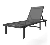 Bain de soleil - transat de jardin - Outsunny - roulettes inclinable à plat 4 positions et textilène 530g/m² - 62x190x88cm - gris