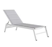 Outsunny Bain de Soleil en Aluminium Léger, Dossier Réglable 6 Positions, Textilène 560g/m² et Rembourrage Intégré, Chaise Longue Anti-Rouille pour Terrasse Piscine Jardin, 64x181x90cm, Gris Clair