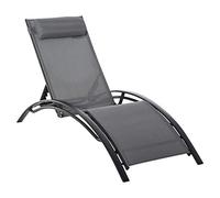 Outsunny Bain de Soleil Inclinable Multi-Positions 171L x 64l x 82H cm Gris