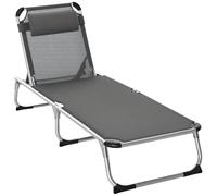 Outsunny Bain de Soleil Lit de Plage Aluminium 2x1,5x2,3m Gris