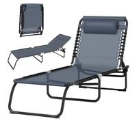 Outsunny Bain de Soleil Pliable Dossier Multi-Positions Gris