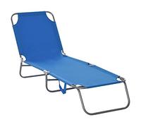 Outsunny Bain de Soleil Pliable Dossier Réglable Multipositions Bleu