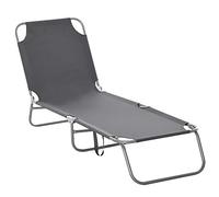 Outsunny Bain de Soleil Pliable Dossier Réglable Multipositions Gris
