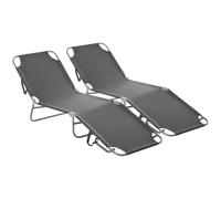 Outsunny Bain de Soleil Pliable Dossier Réglable Multipositions Gris | Transat, Métal Et Polyester