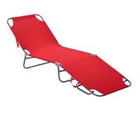 Outsunny Bain de Soleil Pliable Dossier Réglable Multipositions Rouge