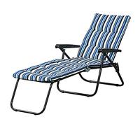 Outsunny Bain de Soleil Pliable transat inclinable 6 Positions Grand Confort avec Matelas + accoudoirs Acier Polyester Multicolore