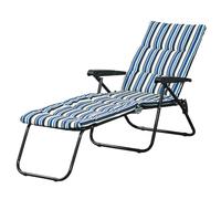 Outsunny Bain de Soleil Pliable Transat Inclinable 6 Positions Multicolore | Grand Confort, Avec Matelas, Accoudoirs, Acier Polyester, leger, Jardin Extérieur