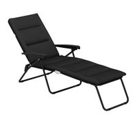 Outsunny Transat bain de soleil pliable 6 positions, confort, matelas+accoudoirs, Acier Noir