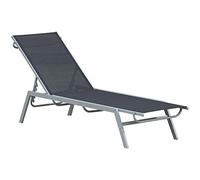Outsunny Bain de Soleil transat - Chaise Longue - Design Contemporain - Dossier inclinable Multi-Positions - métal époxy textilène Noir - dim. 170 x 58 x 97 cm