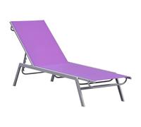 Outsunny Bain de Soleil transat Chaise Longue Dossier inclinable Multi-Positions Design Contemporain métal époxy textilène Mauve 170 x 58 x 97 cm Mauve