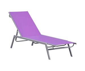 Outsunny Bain de Soleil transat Chaise Longue Dossier inclinable Multi-Positions Design Contemporain métal époxy textilène Mauve 170 x 58 x 97 cm Mauve