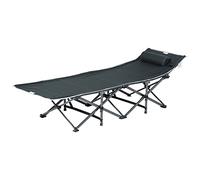 Outsunny Bain de soleil pliable avec oreiller pochette latérale sac de rangement intégrée métal et tissu oxford 188 x 64,5 x 53 cm grisnull