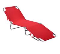Outsunny Transat bain de soleil pliable métal et polyester dossier réglable Rouge