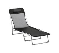Outsunny Bain de Soleil Transat de Plage Pliable 182L x 56l x 28H cm Noir