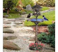 Outsunny Bain d'oiseaux Abreuvoir pour Oiseaux jardinière 3 en 1 dim. Ø 50 x 113H cm polypropylène Bronze Antique