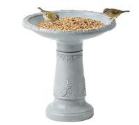 Outsunny Bain d'oiseaux debout en résine, résistant au gel, avec aspect pierre, résistant à l'hiver, pour oiseaux sauvages, bac à eau pour jardin, terrasse, 48 x 48 x 51 cm, gris