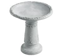 Outsunny Bain pour oiseaux en résine pour extérieur, bain rond 51 cm aspect pierre, distributeur de nourriture pour oiseaux sur pied, Gris