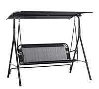 Outsunny Balancelle de jardin 2 places – Toit inclinable, structure en acier, Noir