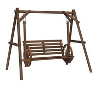 Outsunny Balancelle de Jardin 2 Places en Bois avec accoudoirs Roues de charrette pour Le Jardin terrasse Patio - 200L x 137l x 167H cm Marron