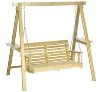 Outsunny Balancelle de jardin balancoire exterieur 2 places en bois hauteur réglable - 196 x 120 x 171 cm