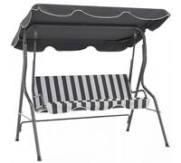 Outsunny Balancelle de Jardin 3 Places 1,7x1,1x1,53m Gris Blanc Rayé