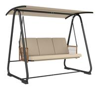 Outsunny Balancelle de Jardin 3 Places avec Toit Réglable UPF 30+ - Structure Acier Robuste 360kg, Coussin Grand Confort 7cm - Banc Suspendu Extérieur pour Terrasse, Sable