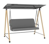 Outsunny Balancelle de Jardin 3 Places, Balançoire Extérieure avec Toit Réglable et Coussin Épais Amovible, Cadre en Acier, Charge 360 kg, pour Balcon, Jardin, Terrasse, 208 x 125 x 180 cm, Gris