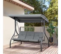 Outsunny Balancelle de Jardin 3 Places Convertible Inclinaison Toit réglable Matelas Grand Confort Rembourrage 7 cm fourni