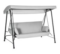 Outsunny Balancelle de Jardin 3 Places Convertible Toit Inclinaison réglable 2 Pochettes de Rangement 236 x 138 x 185 cm Acier crème