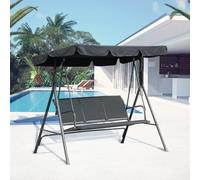 Outsunny Balancelle de Jardin 3 Places Grand Confort Toit imperméabilisé Inclinaison réglable Assise et Dossier Ergonomique Acier textilène Gris