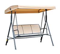 Outsunny Balancelle pour jardin 3 Places Grand Confort Toit Inclinaison réglable Assise et Dossier Ergonomique Acier époxy textilène Beige