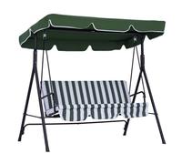 Outsunny Balancelle de Jardin 3 Places Toit 1,72L x 1,1l x 1,52H m Vert | Inclinaison Réglable, Coussins Assise et Dossier, Acier Noir, Polyester