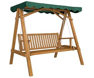 Outsunny Balancelle de Jardin 3 Places Toit imperméabilisé 2 tablettes Support 1,95L x 1,33l x 1,86H m Charge Max. 360 Kg Bois de pin Vert