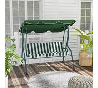 Outsunny Balancelle de Jardin 3 Places Toit imperméabilisé Inclinaison réglable Coussins Assise Dossier 1,7L x 1,1l x 1,53H m Vert Blanc rayé