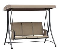 Outsunny Balancelle de Jardin 3 Places Toit Inclinaison réglable Assise Dossier Ergonomique 2 Pochettes Rangement métal époxy alu. textilène Marron