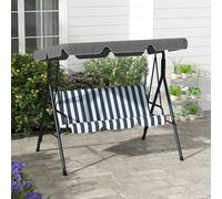 Outsunny Balancelle de jardin 3 places toit inclinaison réglable coussins 1,72 x 1,1 x 1,53 m acier noir polyester gris