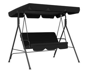 Outsunny Balancelle de Jardin 3 Places Toit Inclinaison réglable Coussins Assise et Dossier 1,72L x 1,1l x 1,53H m Acier Noir Polyester Noire