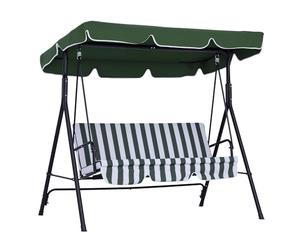 Outsunny Balancelle de Jardin 3 Places Toit Inclinaison réglable Coussins Assise et Dossier 1,72L x 1,1l x 1,53H m Acier Noir Polyester Vert