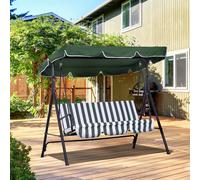 Outsunny Balancelle de jardin 3 places toit inclinaison réglable coussins assise et dossier acier noir polyester vert