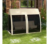 Outsunny Balancelle de jardin convertible 3 places balancelle d'extérieur avec auvent et coussins 240 x 140 x 197 cm beige